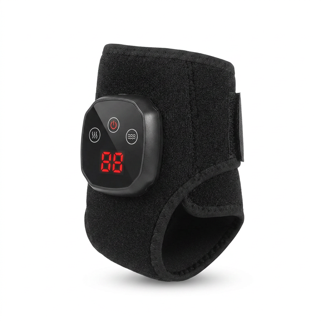 Tend heated ankle wrap in black, studio product photo